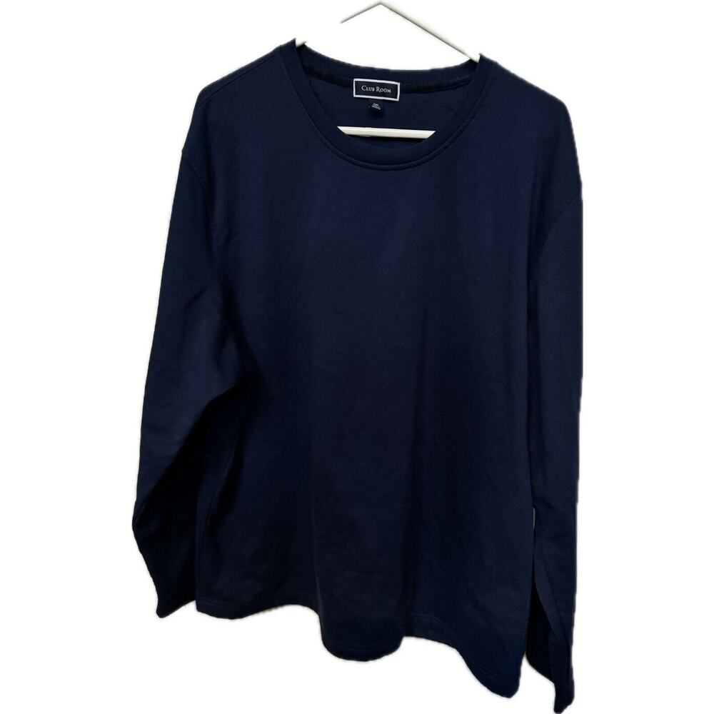 Club Room Shirt Men’s 2XL XXL Navy Blue Long Sleeve Pullover Cotton/Polyester